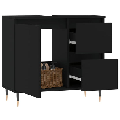 Two-Drawer Bathroom Storage Cabinet in Black