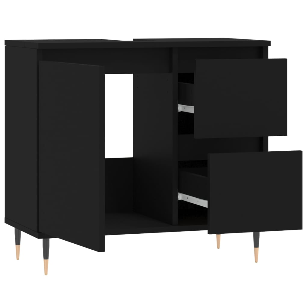 Two-Drawer Bathroom Storage Cabinet in Black