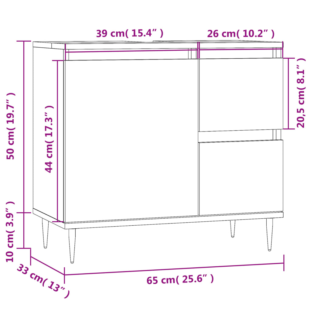 Two-Drawer Bathroom Storage Cabinet in Black