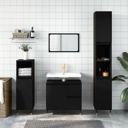 Two-Drawer Bathroom Storage Cabinet in Black