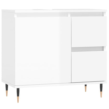 Bathroom Cabinet High Gloss White 65x33x60 cm Engineered Wood - Bend