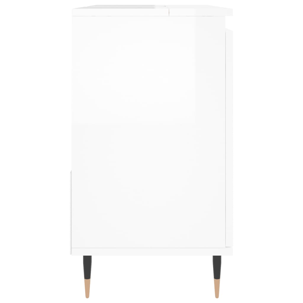 Bathroom Cabinet High Gloss White 65x33x60 cm Engineered Wood - Bend