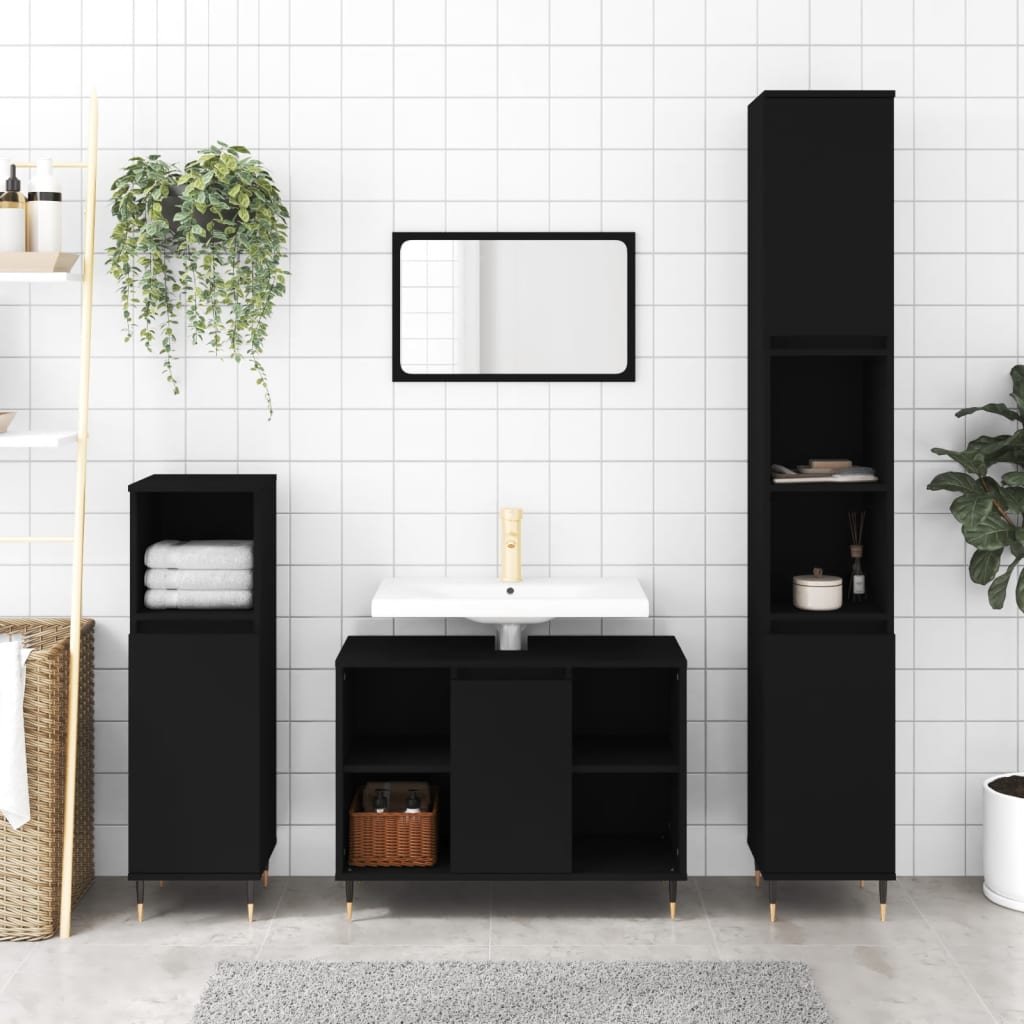 Black 4-Drawer Bathroom Storage Cabinet