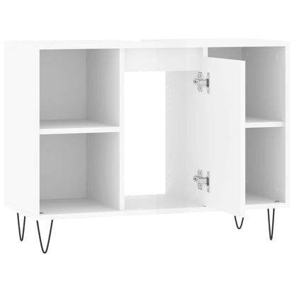 Bathroom Cabinet High Gloss White 80x33x60 cm Engineered Wood - Bend