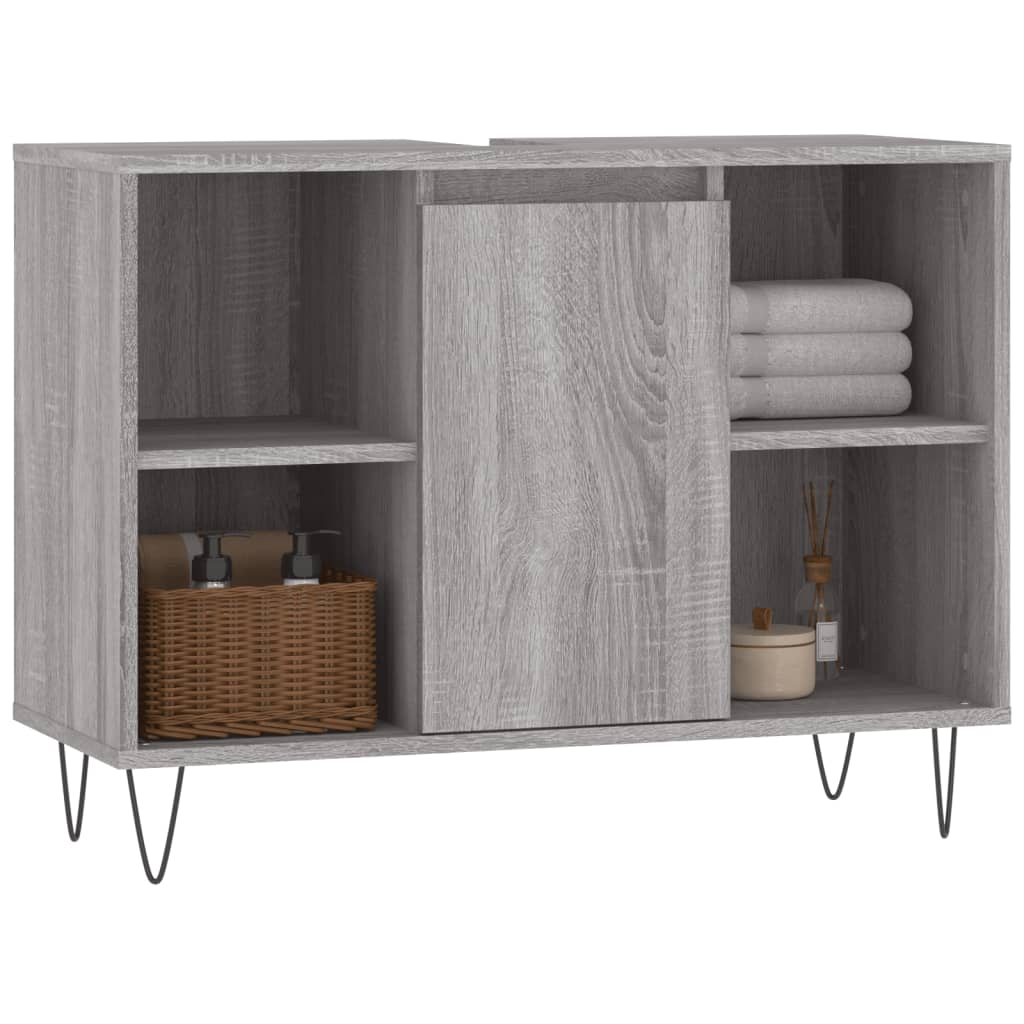 Bathroom Cabinet Grey Sonoma 80x33x60 cm Engineered Wood - Bend