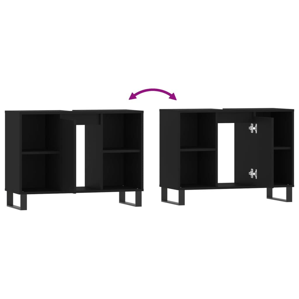 Black 4-Drawer Bathroom Storage Cabinet