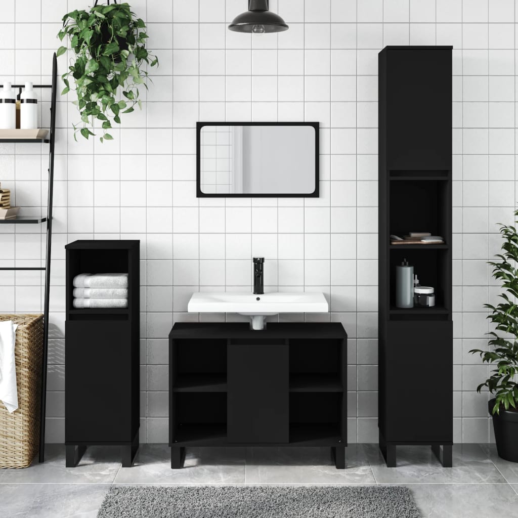 Black 4-Drawer Bathroom Storage Cabinet