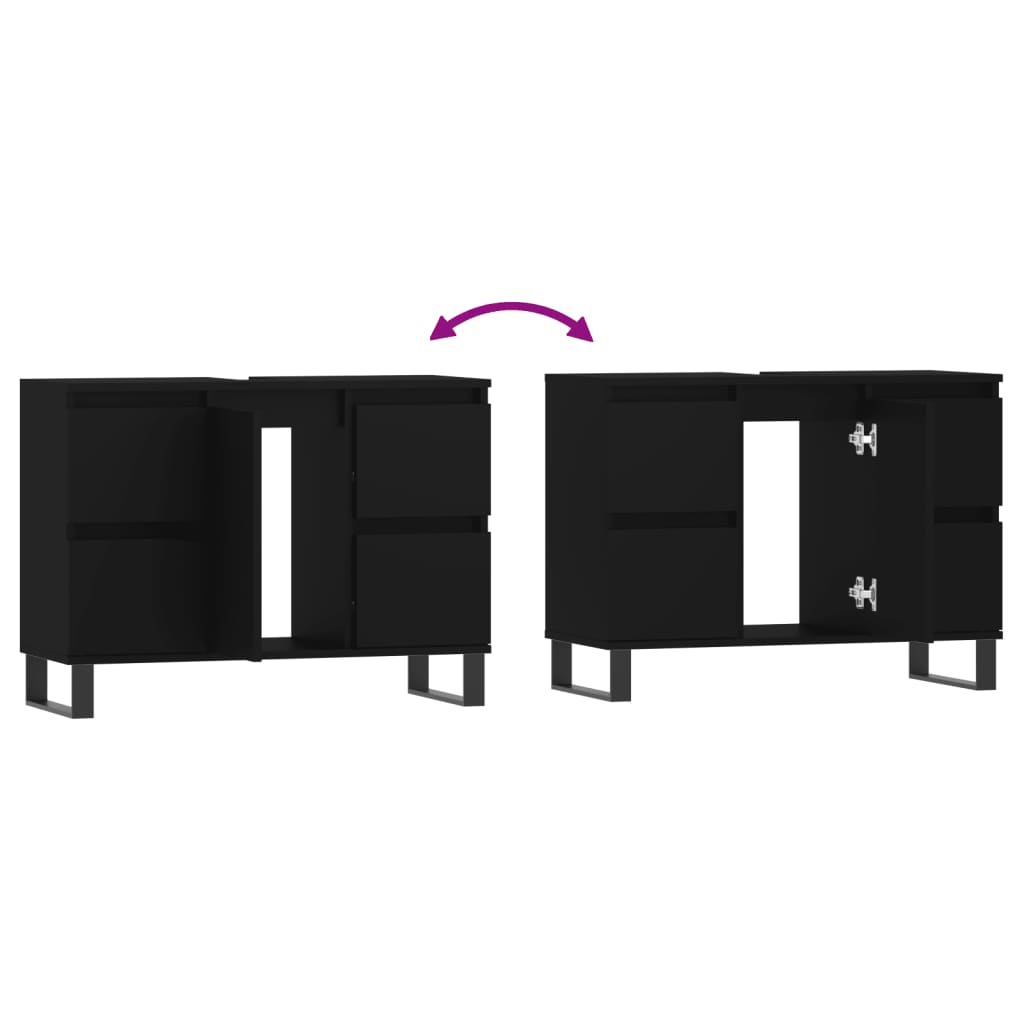 Black 4-Drawer Bathroom Storage Cabinet