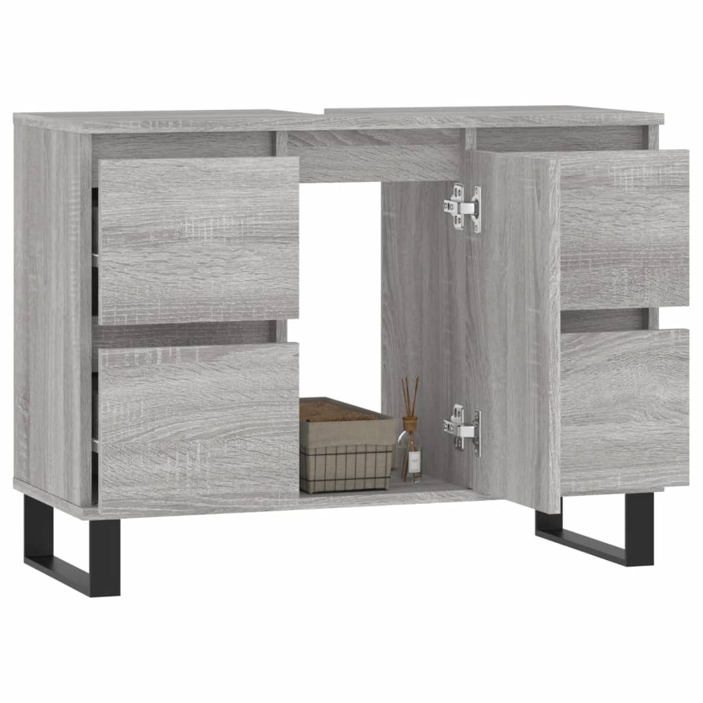 Bathroom Cabinet Grey Sonoma 80x33x60 cm Engineered Wood - Bend