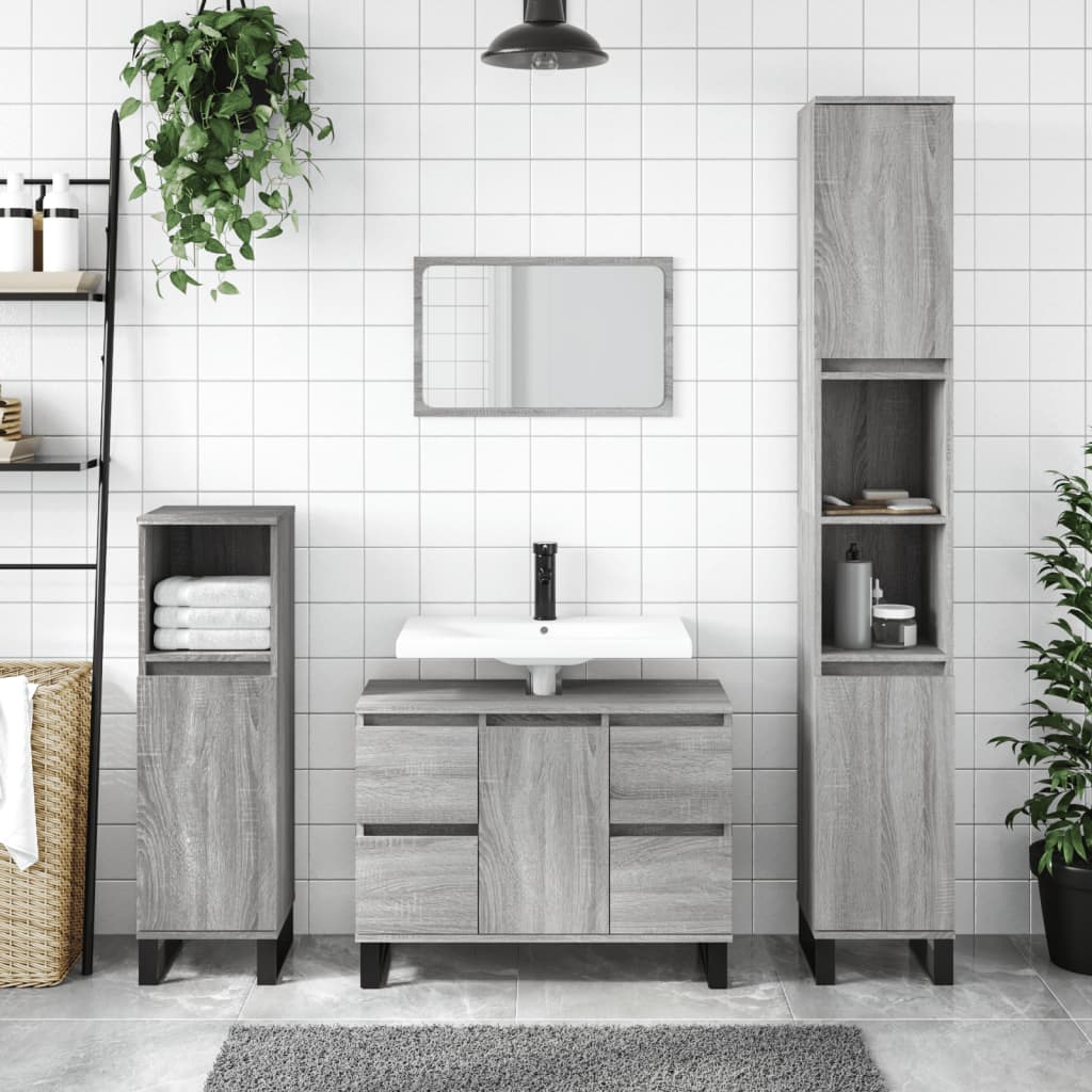 Bathroom Cabinet Grey Sonoma 80x33x60 cm Engineered Wood - Bend