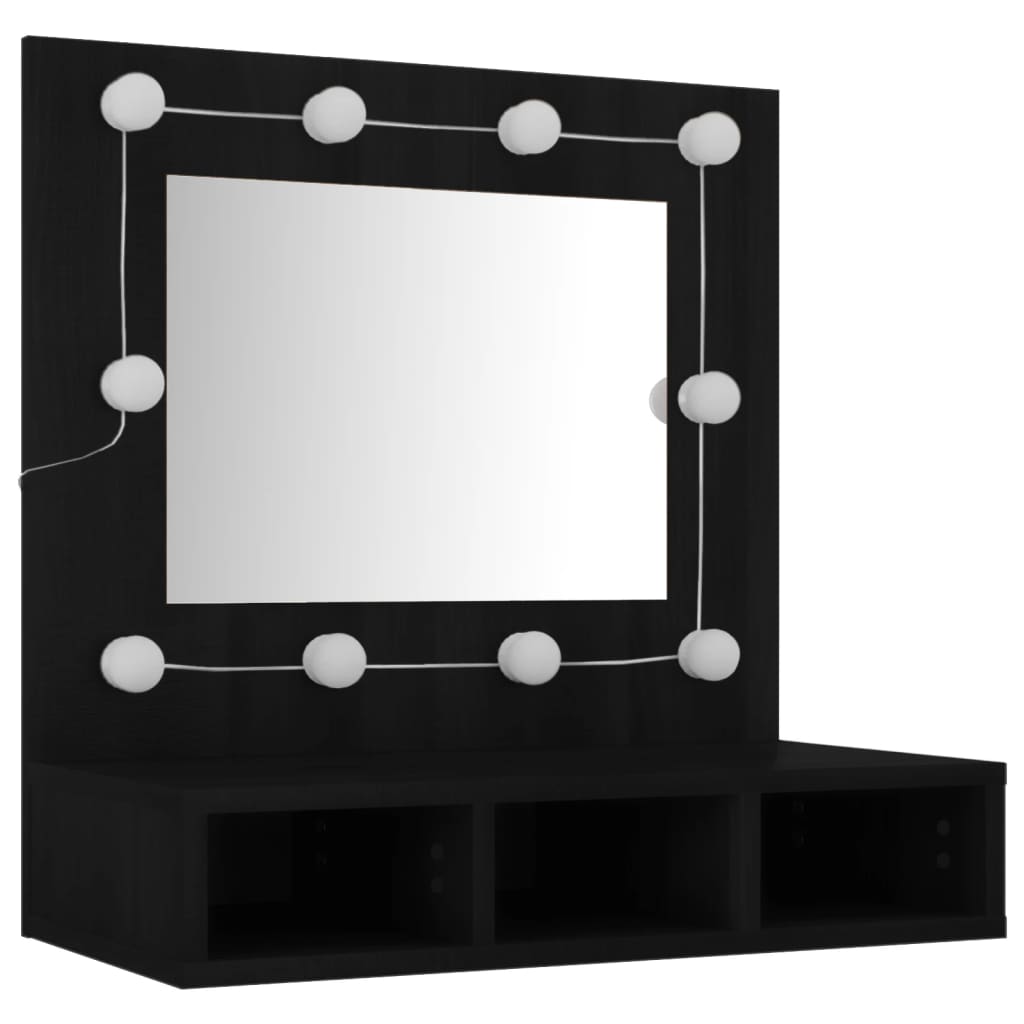 Mirror Cabinet with LED Black 60x31.5x62 cm - Bend