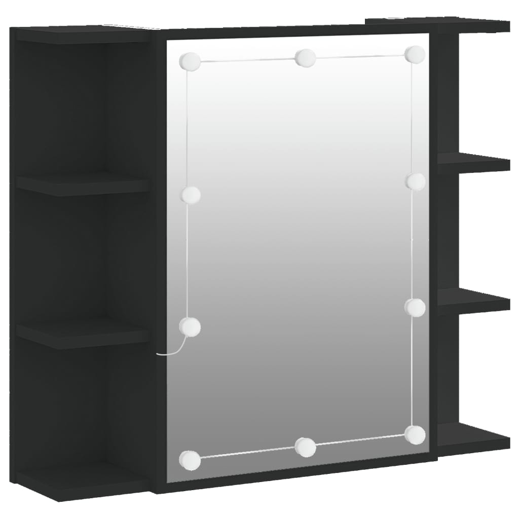 Mirror Cabinet with LED Black 70x16.5x60 cm - Bend