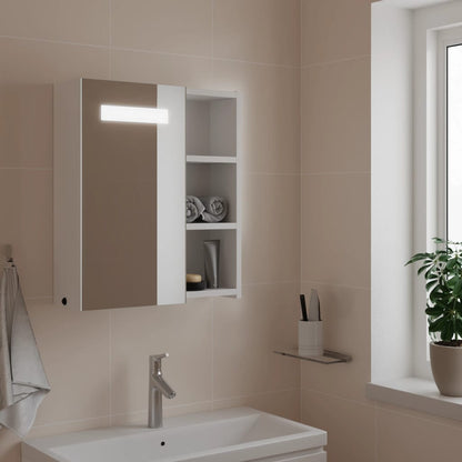 Bathroom Mirror Cabinet with LED Light White 45x13x52 cm - Bend