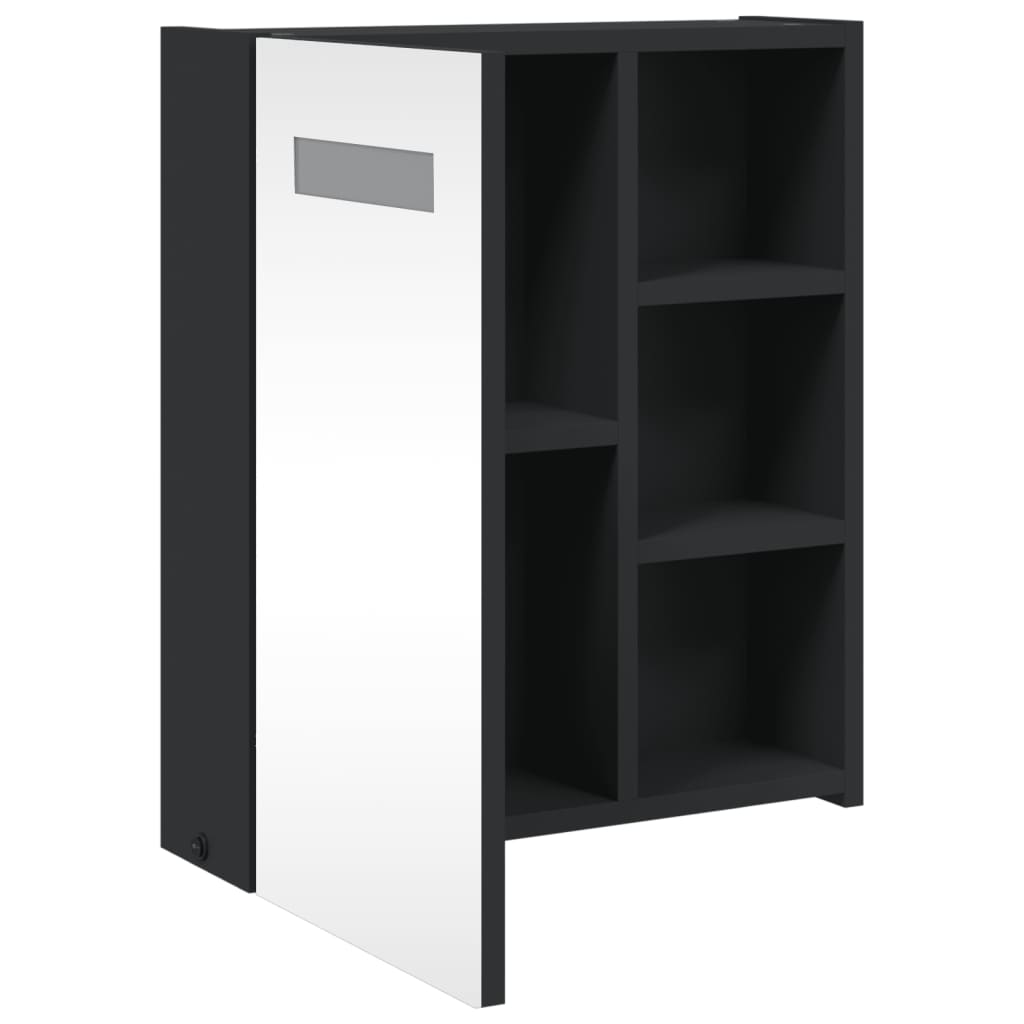 Bathroom Mirror Cabinet with LED Light Black 45x13x52 cm - Bend