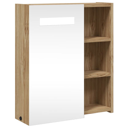 Bathroom Mirror Cabinet with LED Light Oak 45x13x52 cm - Bend