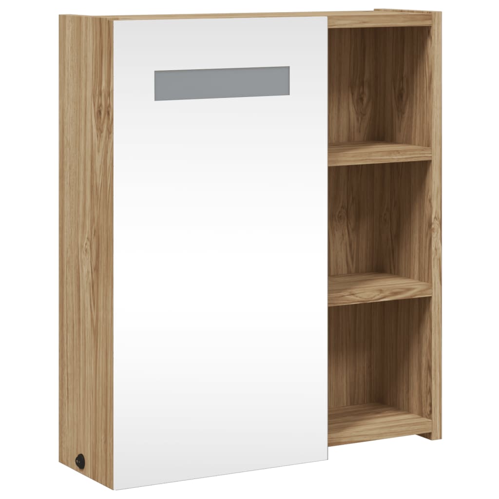 Bathroom Mirror Cabinet with LED Light Oak 45x13x52 cm - Bend