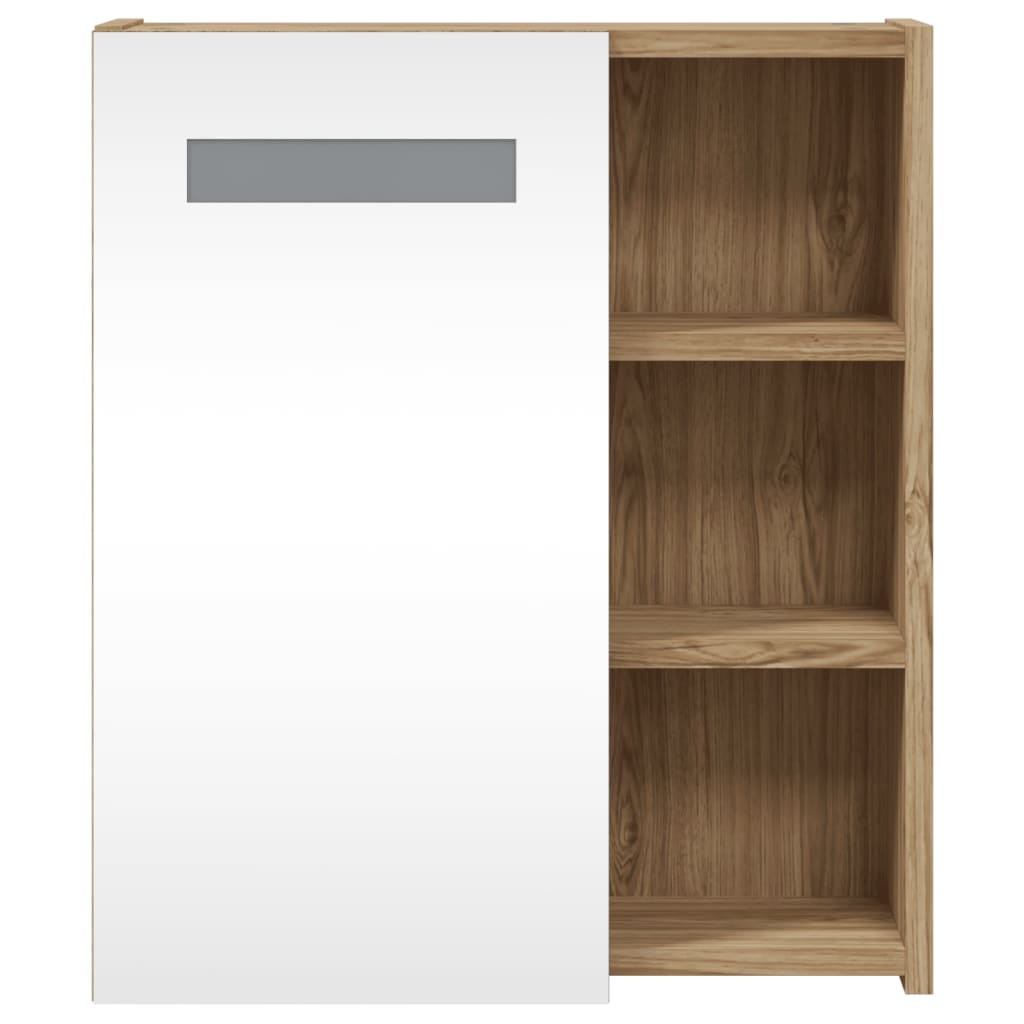 Bathroom Mirror Cabinet with LED Light Oak 45x13x52 cm - Bend