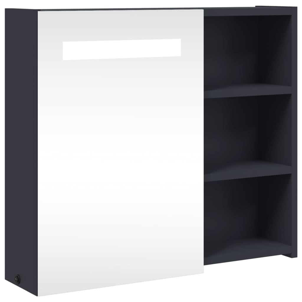 Bathroom Mirror Cabinet with LED Light Grey 60x13x52 cm