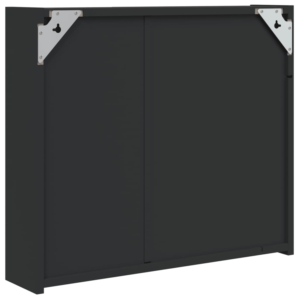 Bathroom Mirror Cabinet with LED Light Black 60x13x52 cm - Bend