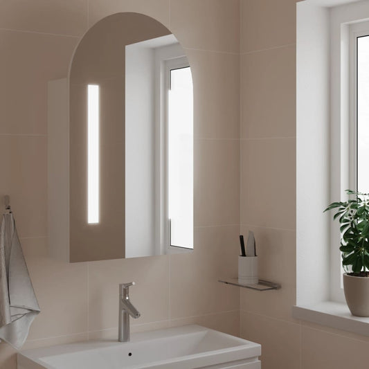 Bathroom Mirror Cabinet with LED Light Arched Design 42x13x70 cm