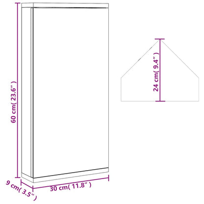 Corner Bathroom Mirror Cabinet Grey 30x24x60 cm - Bend