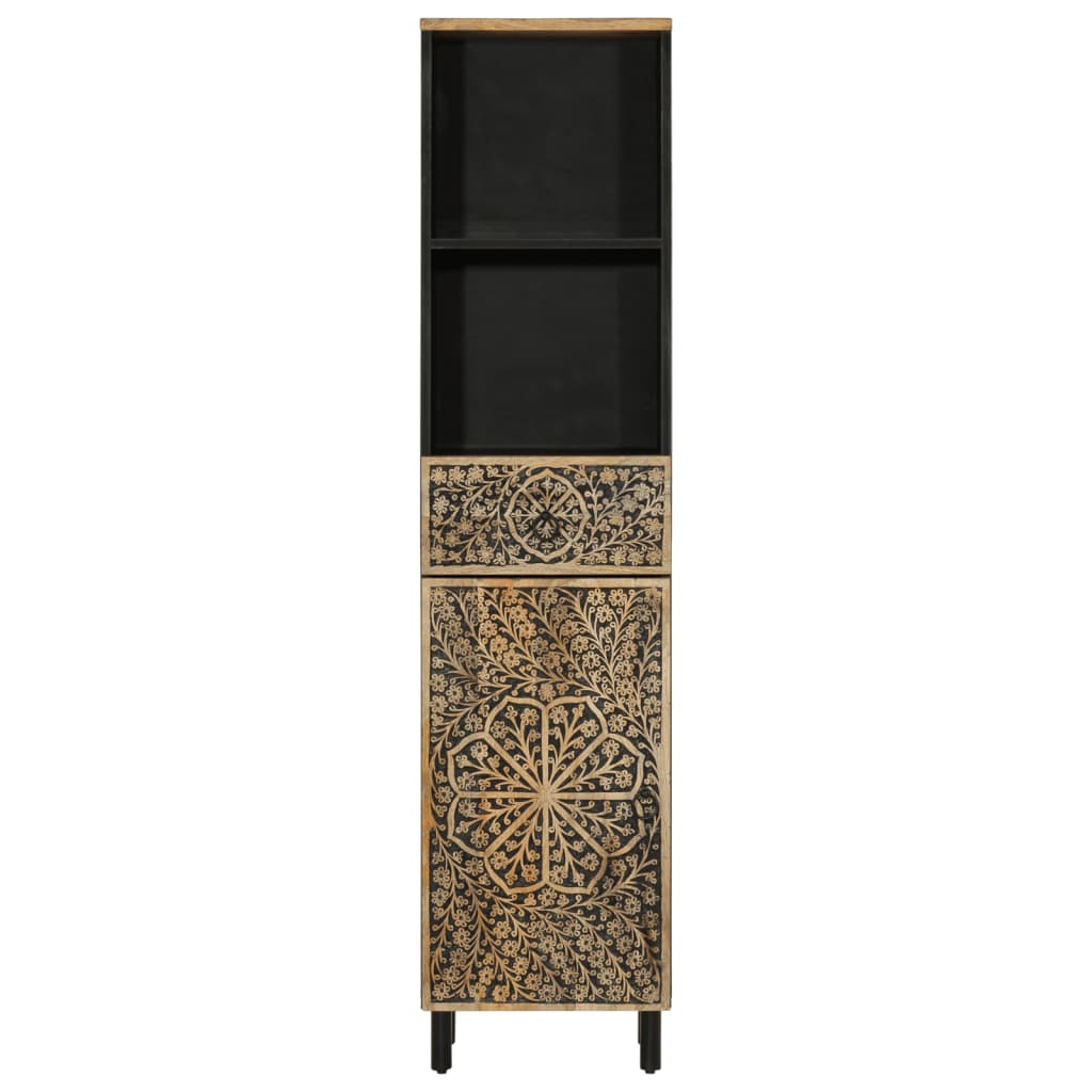 Mango Wood Bathroom Storage Cabinet with Patterned Design