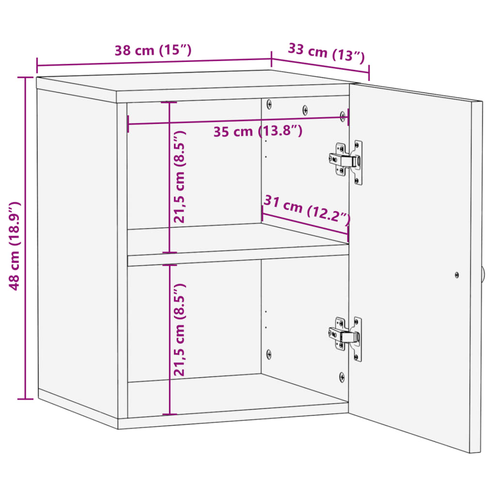 Bathroom Wall Cabinet 38x33x48 cm Solid Wood Mango - Bend