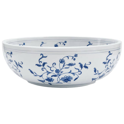 Countertop Basin White and Blue Round Φ41x14 cm Ceramic - Bend