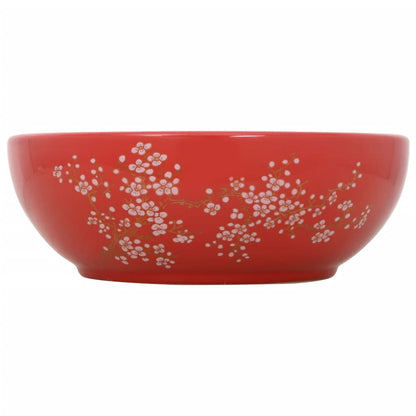 Countertop Basin White and Red Round Φ41x14 cm Ceramic - Bend