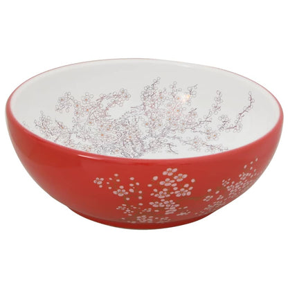 Countertop Basin White and Red Round Φ41x14 cm Ceramic - Bend