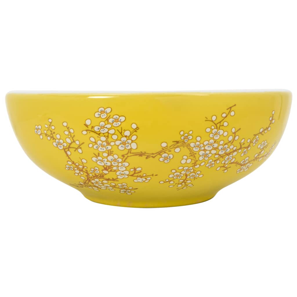 Countertop Basin White and Yellow Round Φ41x14 cm Ceramic - Bend