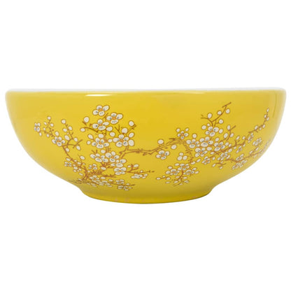 Countertop Basin White and Yellow Round Φ41x14 cm Ceramic - Bend