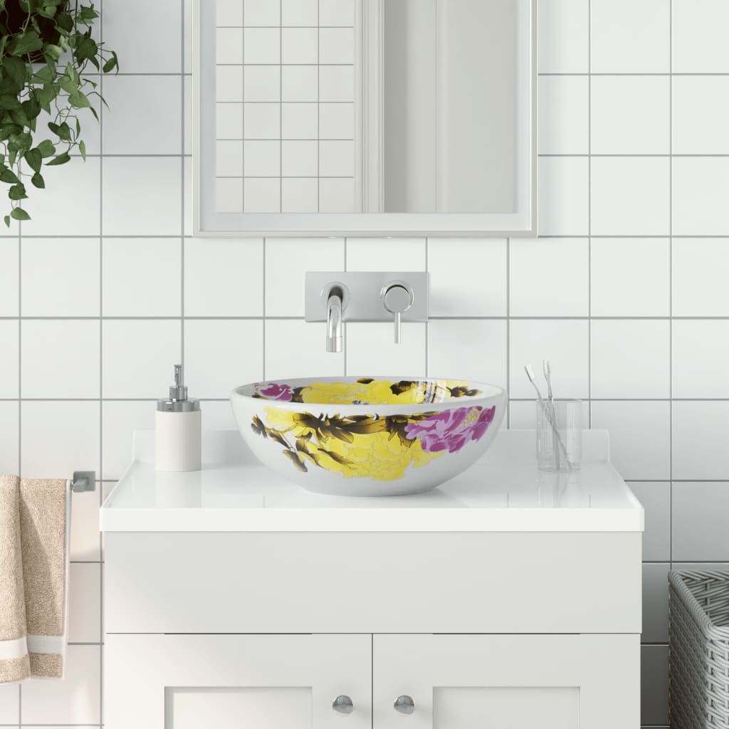 Countertop Basin Multicolour Round Φ41x14 cm Ceramic - Bend