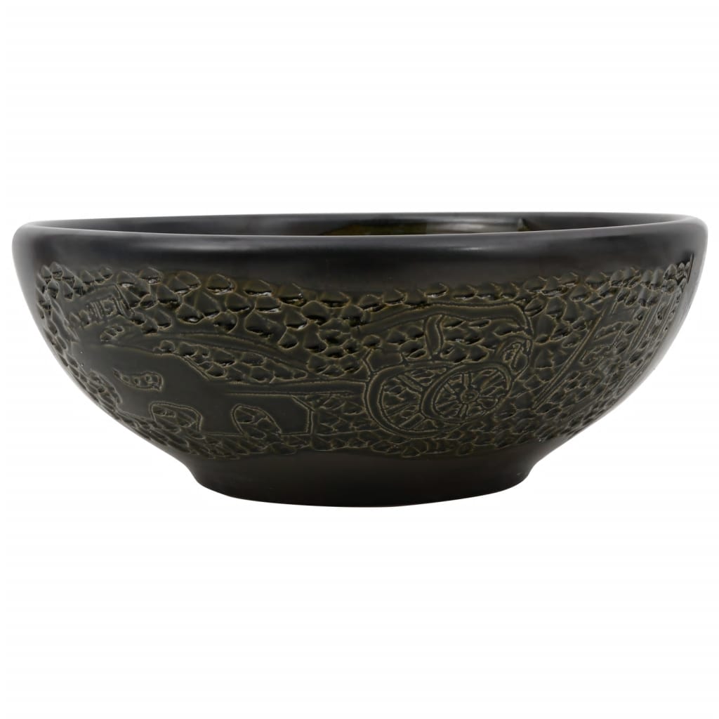 Countertop Basin Black Round Φ41x14 cm Ceramic - Bend