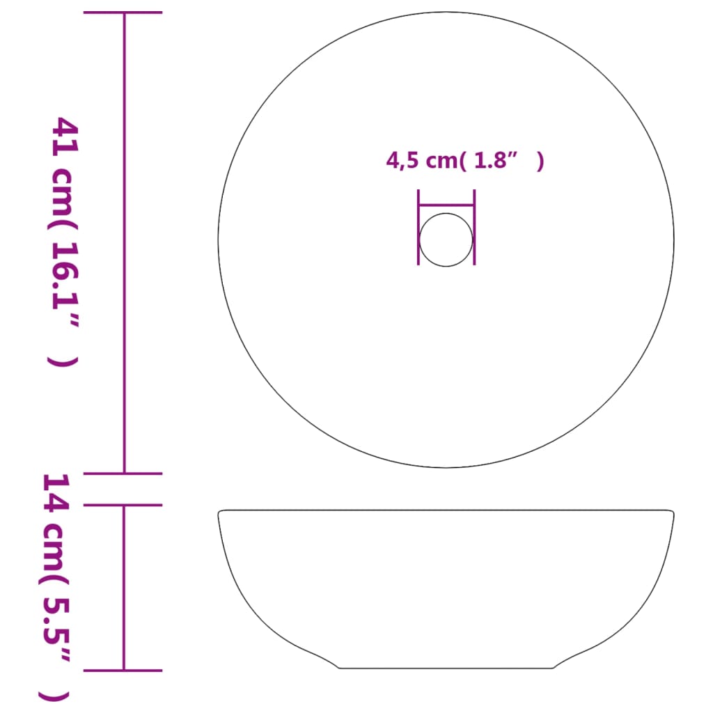 Countertop Basin Grey Round Φ41x14 cm Ceramic - Bend