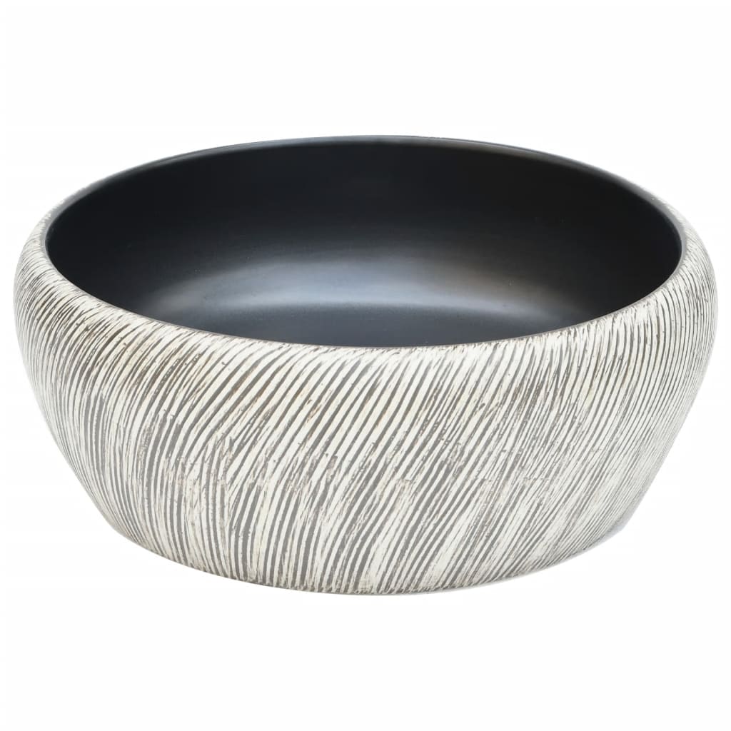 Countertop Basin Black and Grey Round Φ41x14 cm Ceramic - Bend