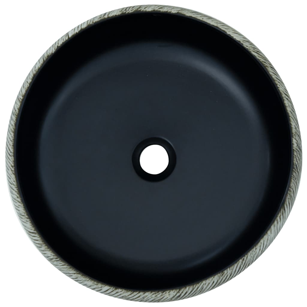 Countertop Basin Black and Grey Round Φ41x14 cm Ceramic - Bend