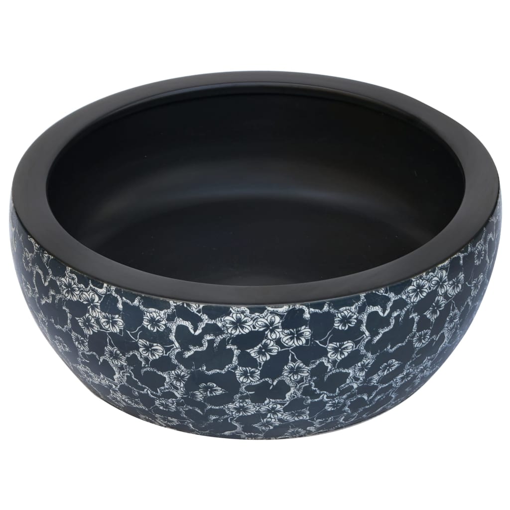 Countertop Basin Black and Blue Round Φ41x14 cm Ceramic - Bend