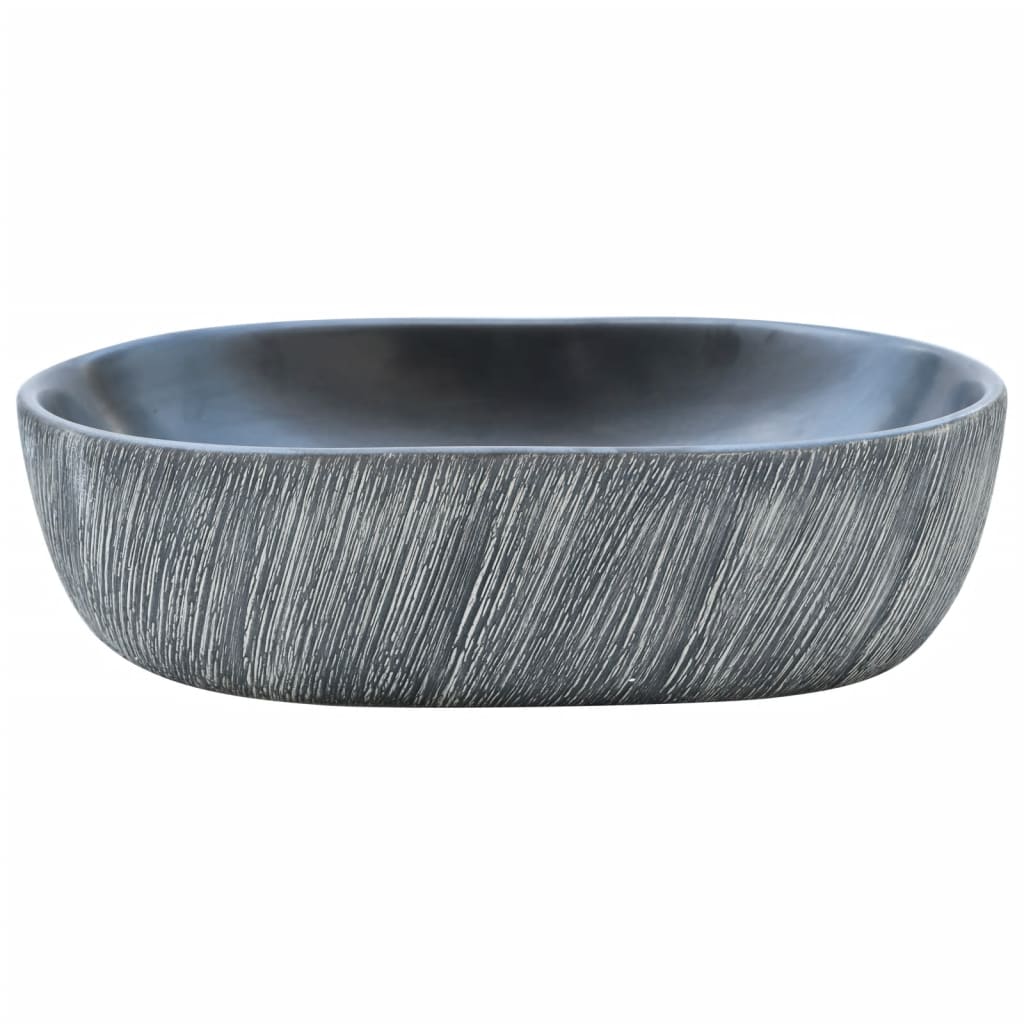 Countertop Basin Black and Grey Oval 47x33x13 cm Ceramic - Bend