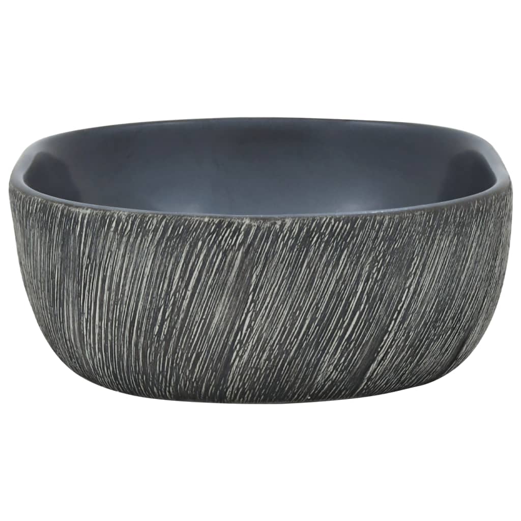 Countertop Basin Black and Grey Oval 47x33x13 cm Ceramic - Bend