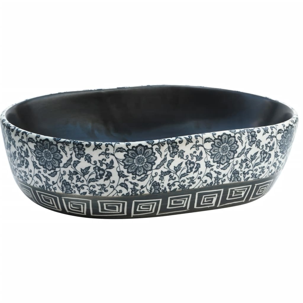 Countertop Basin Black and Blue Oval 47x33x13 cm Ceramic - Bend