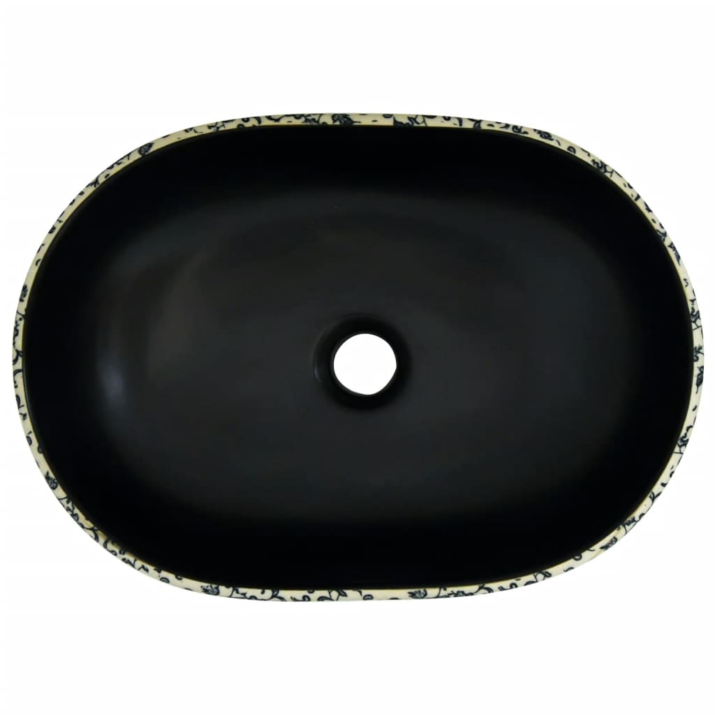 Countertop Basin Black and Blue Oval 47x33x13 cm Ceramic - Bend