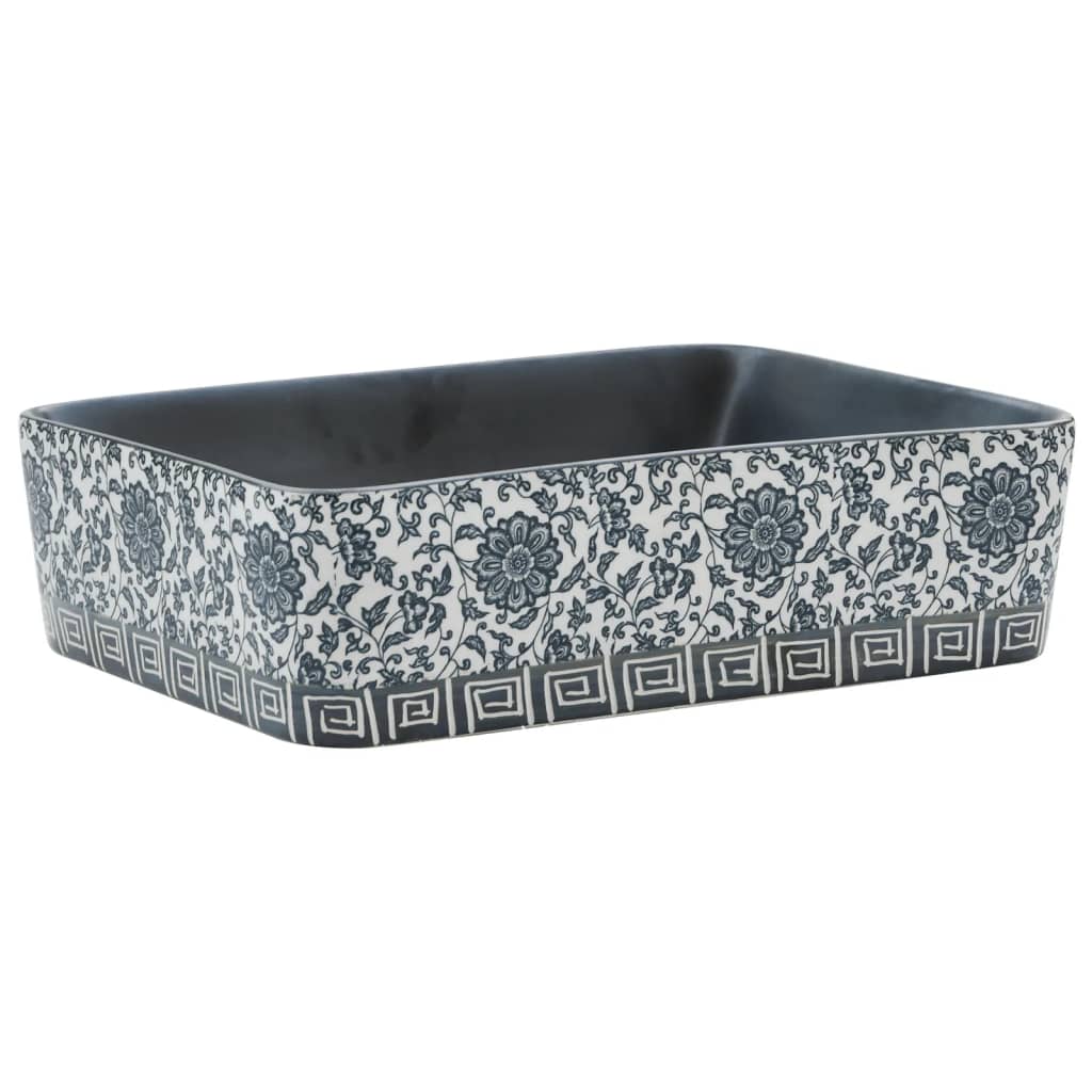 Countertop Basin Black and Blue Rectangular 46x35.5x13 cm Ceramic