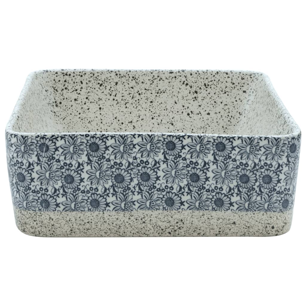 Countertop Basin Grey and Blue Rectangular 46x35.5x13 cm Ceramic - Bend