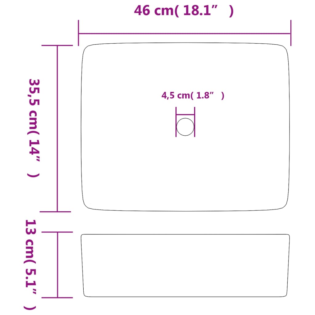 Countertop Basin Grey and Blue Rectangular 46x35.5x13 cm Ceramic - Bend