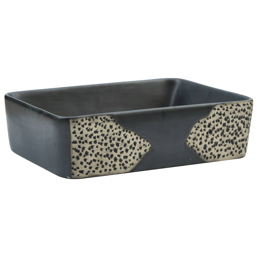 Countertop Basin Black Rectangular 46x35.5x13 cm Ceramic - Bend