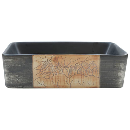 Countertop Basin Black and Brown Rectangular 46x35.5x13 cm Ceramic