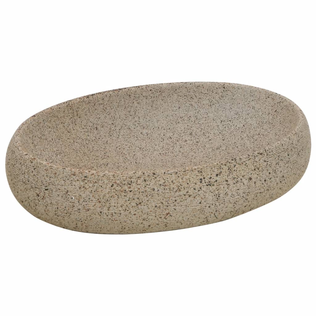 Countertop Basin Sand Oval 59x40x15 cm Ceramic