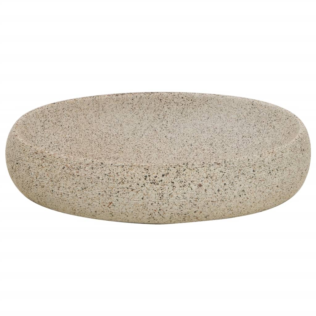 Countertop Basin Sand Oval 59x40x15 cm Ceramic