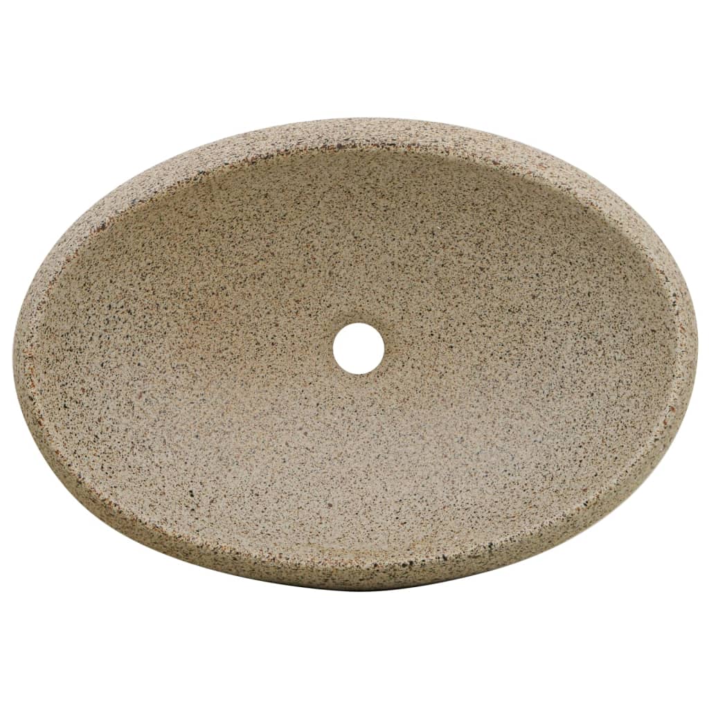 Countertop Basin Sand Oval 59x40x15 cm Ceramic